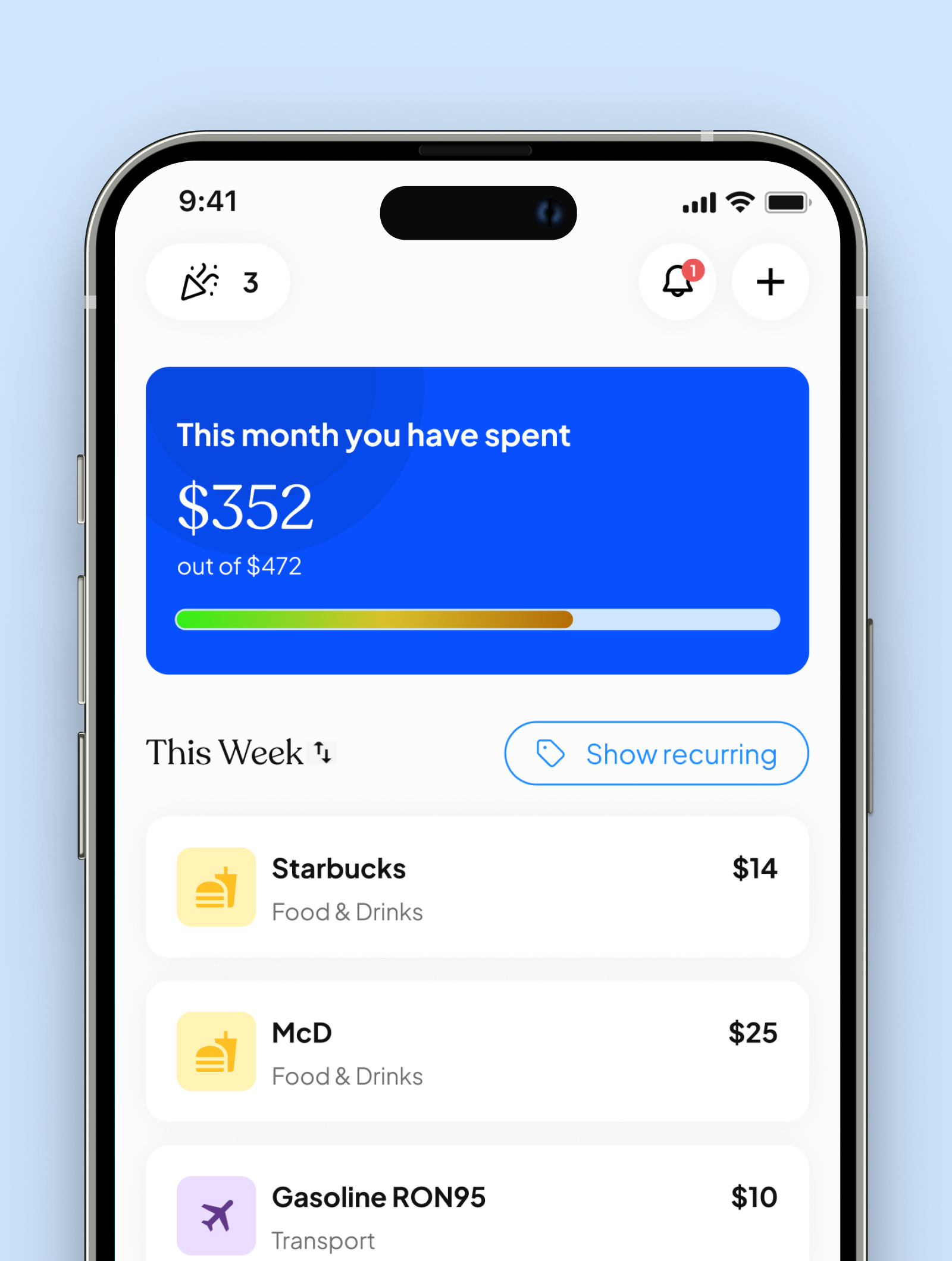App screenshot: proactive nudge notifications